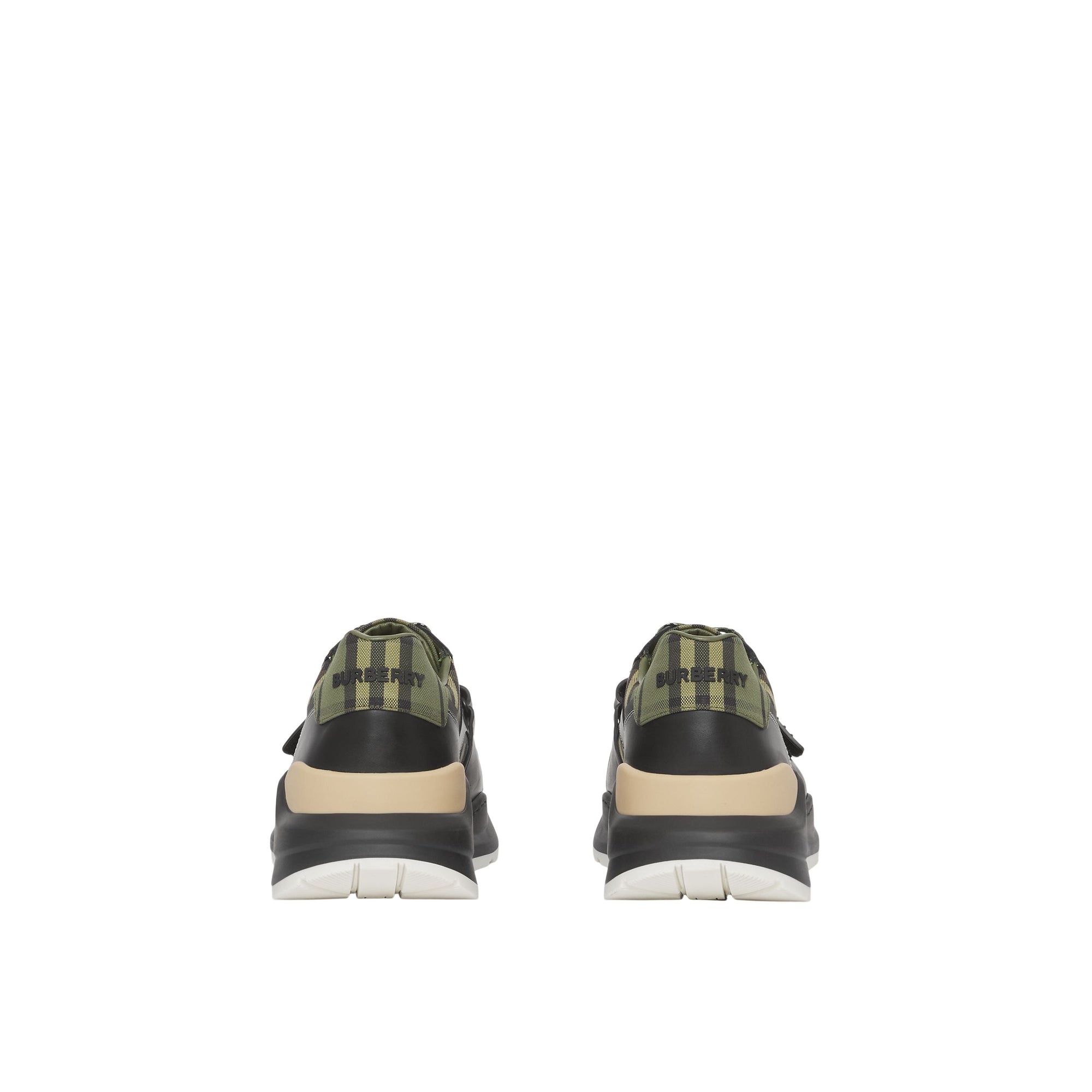 Sneakers en toile de coton et cuir Check - Military Green