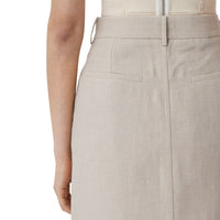 Jupe crayon tailleur sur mesure en lin - Oatmeal