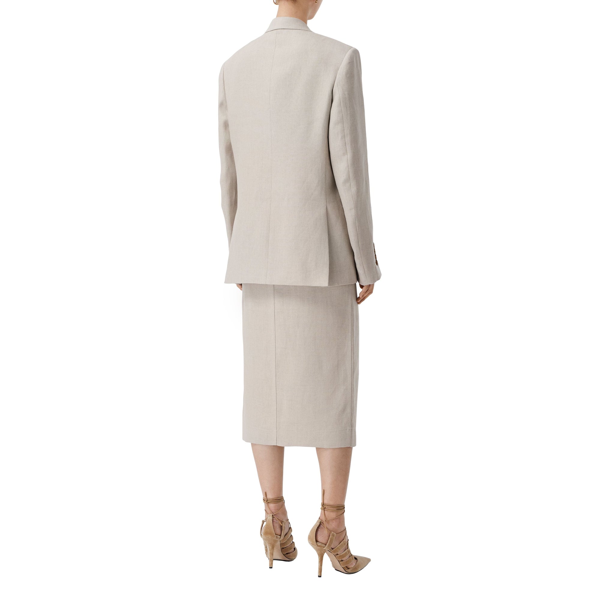 Jupe crayon tailleur sur mesure en lin - Oatmeal