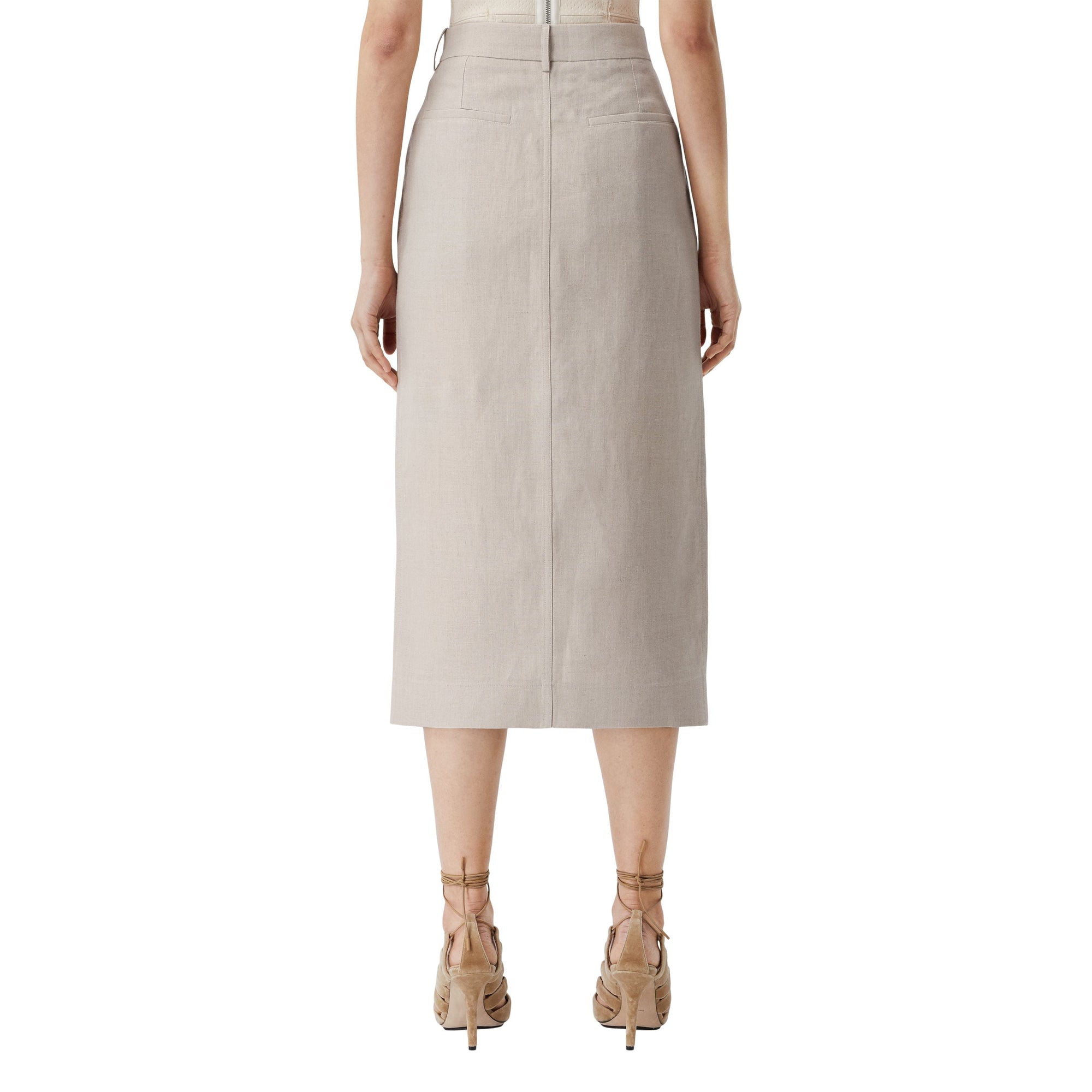 Jupe crayon tailleur sur mesure en lin - Oatmeal