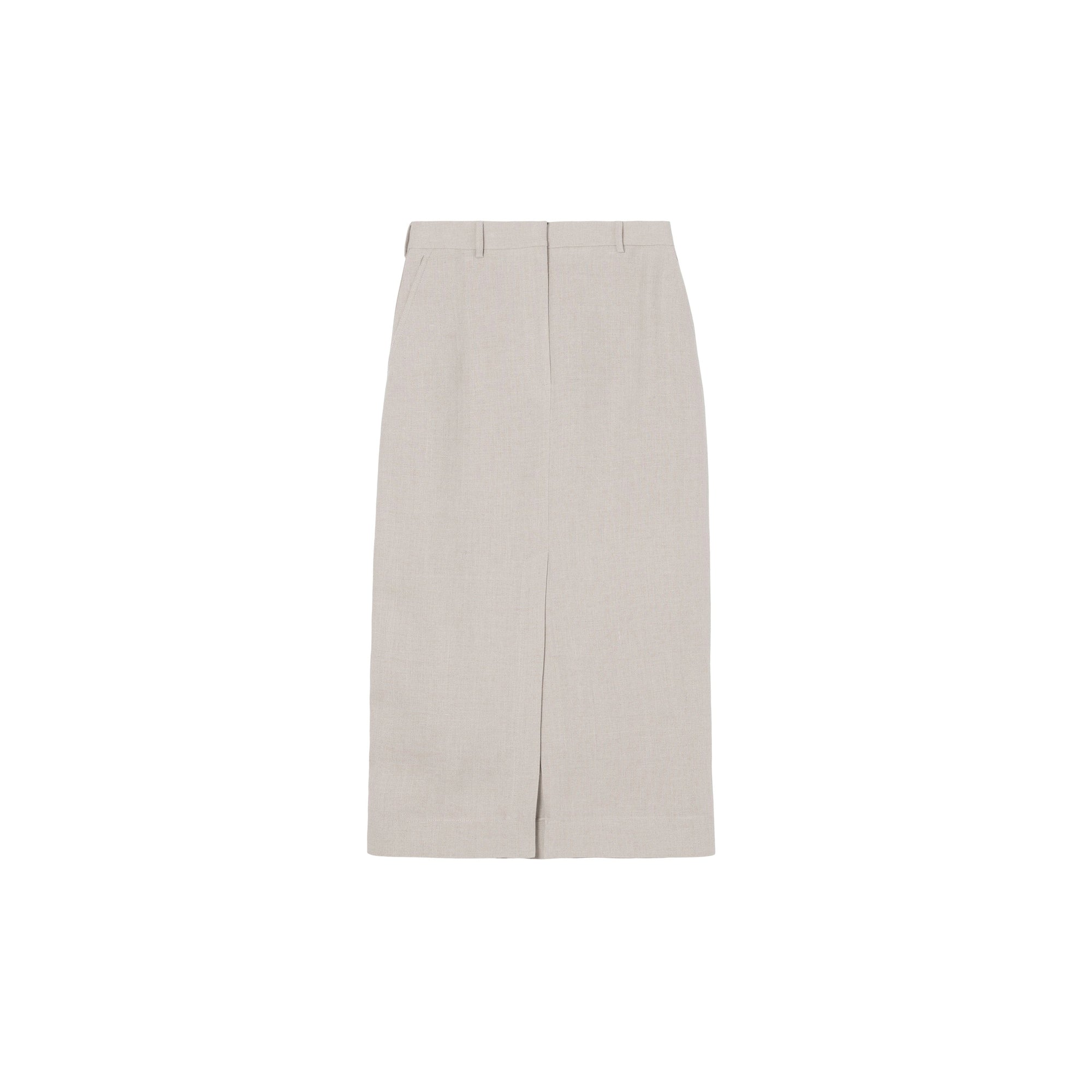 Jupe crayon tailleur sur mesure en lin - Oatmeal