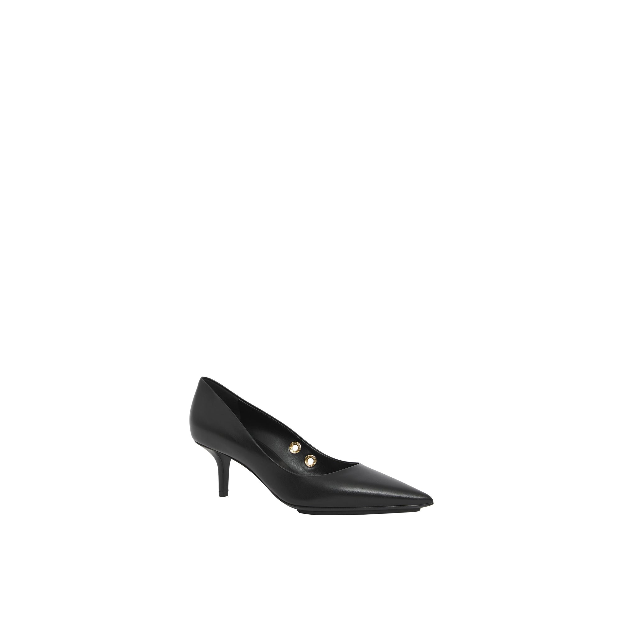 Escarpins à bout pointu en cuir à œillets - Black