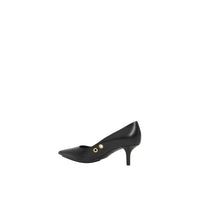 Escarpins à bout pointu en cuir à œillets - Black
