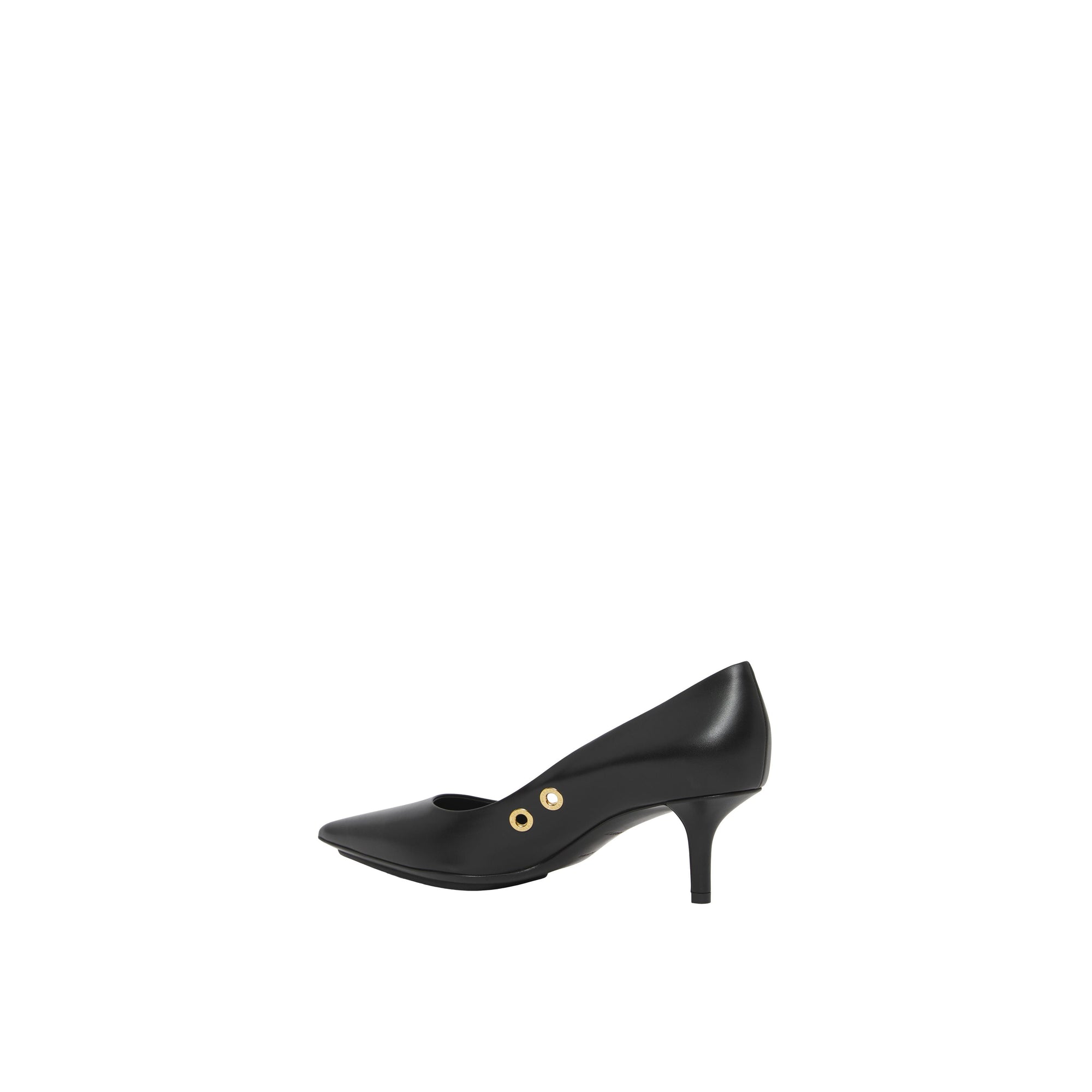 Escarpins à bout pointu en cuir à œillets - Black