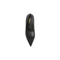 Escarpins à bout pointu en cuir à œillets - Black