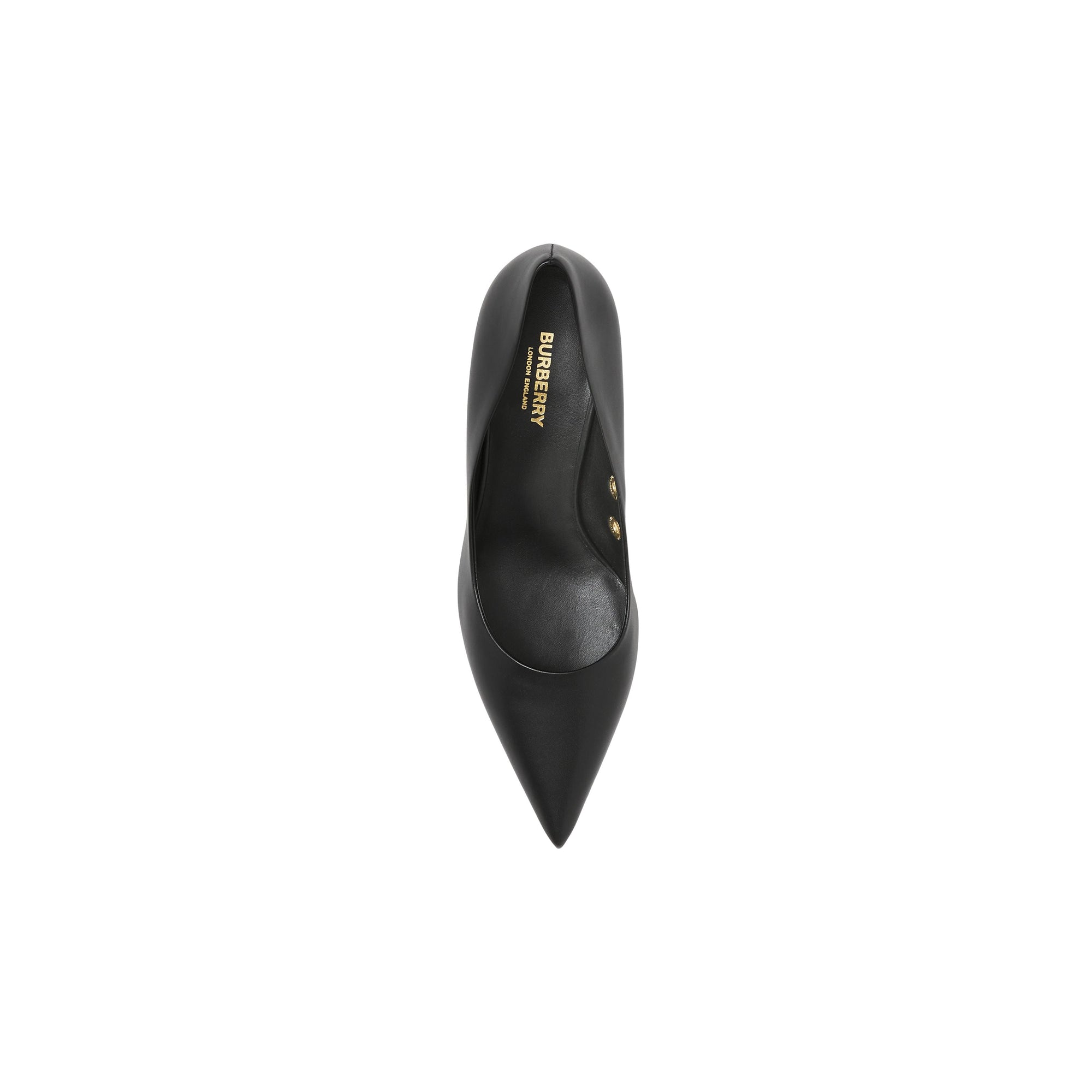 Escarpins à bout pointu en cuir à œillets - Black