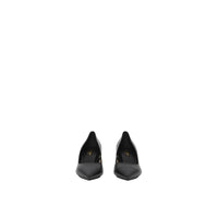 Escarpins à bout pointu en cuir à œillets - Black