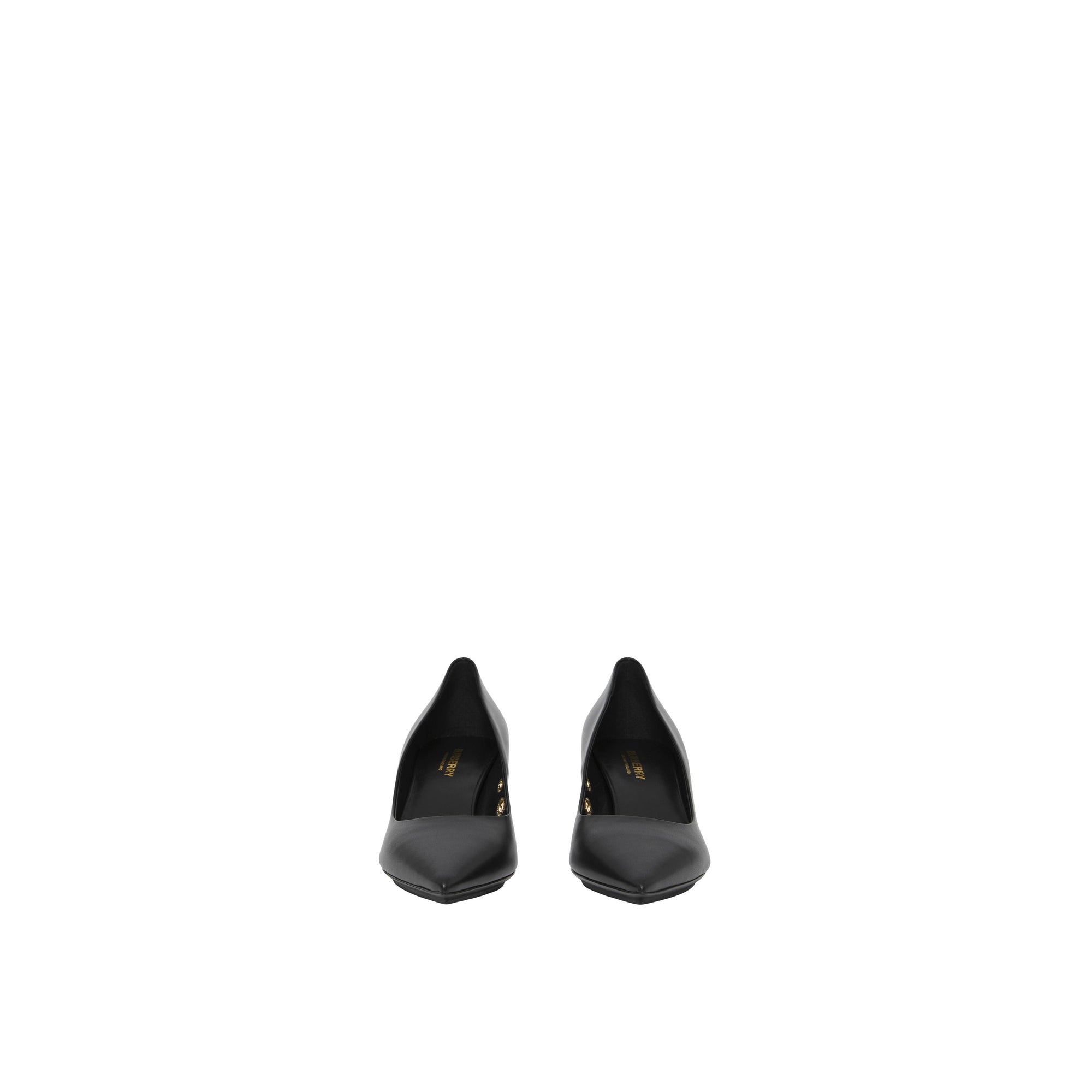 Escarpins à bout pointu en cuir à œillets - Black
