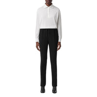 Polo à manches longues en soie et coton Monogram - Ivory