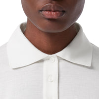 Polo à manches longues en soie et coton Monogram - Ivory