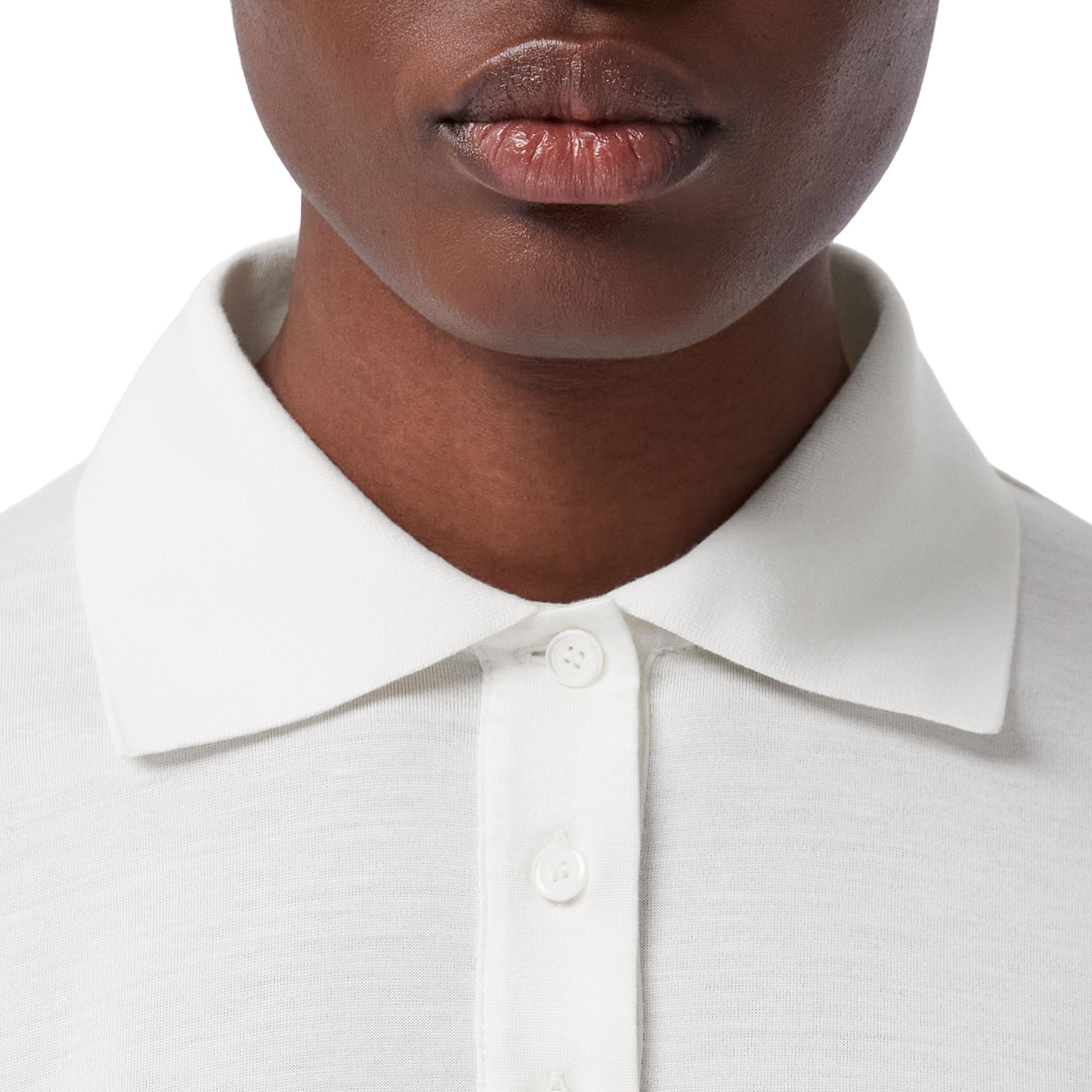 Polo à manches longues en soie et coton Monogram - Ivory