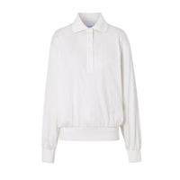 Polo à manches longues en soie et coton Monogram - Ivory