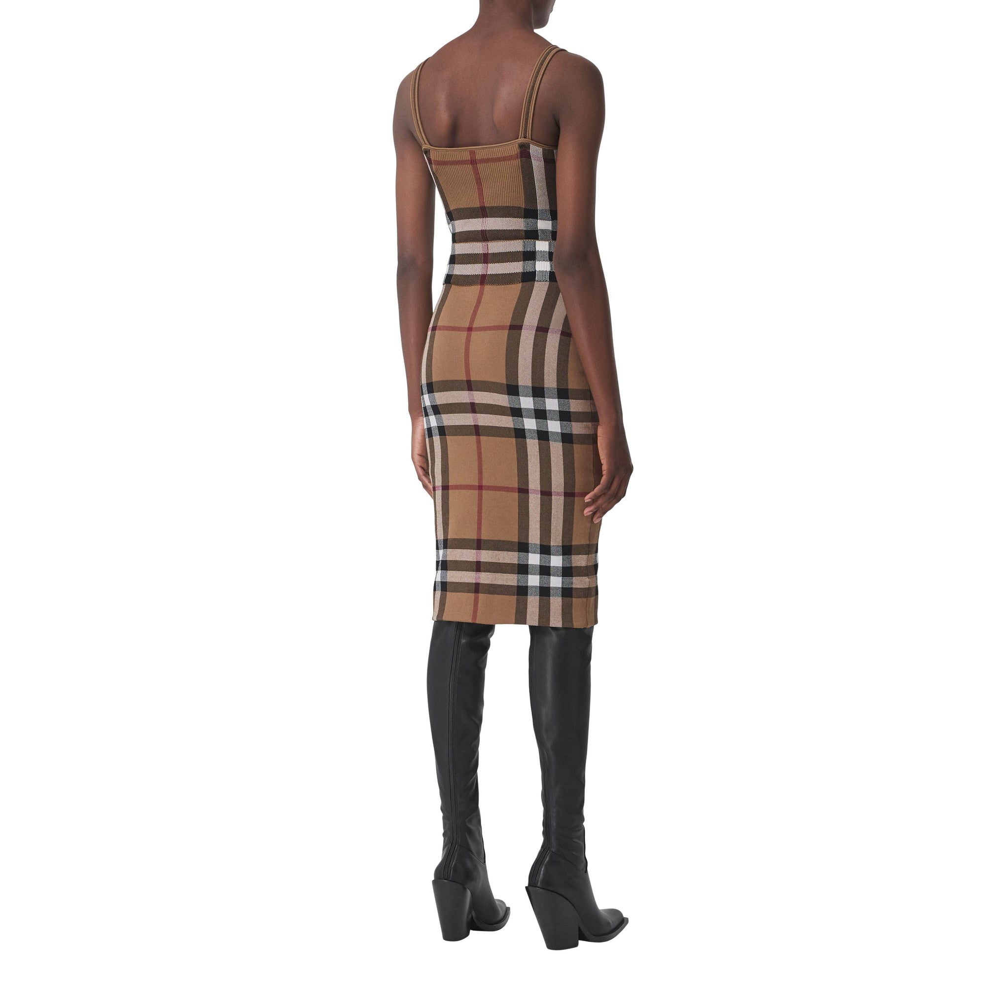Jupe en jacquard de coton et soie à motif check - Birch Brown