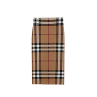 Jupe en jacquard de coton et soie à motif check - Birch Brown