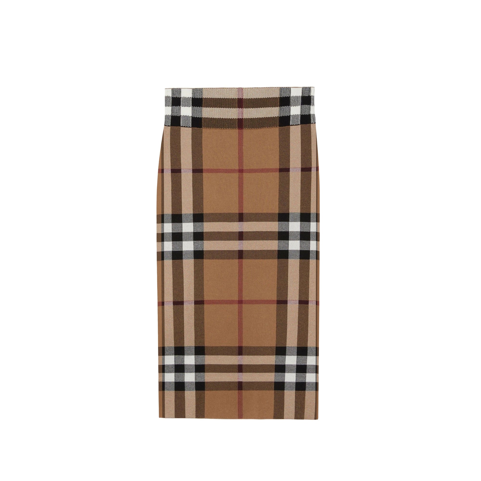Jupe en jacquard de coton et soie à motif check - Birch Brown
