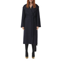 Manteau portefeuille ceinturé en cachemire double face - Navy Black