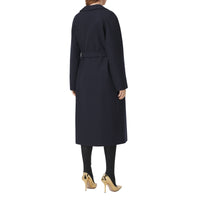 Manteau portefeuille ceinturé en cachemire double face - Navy Black