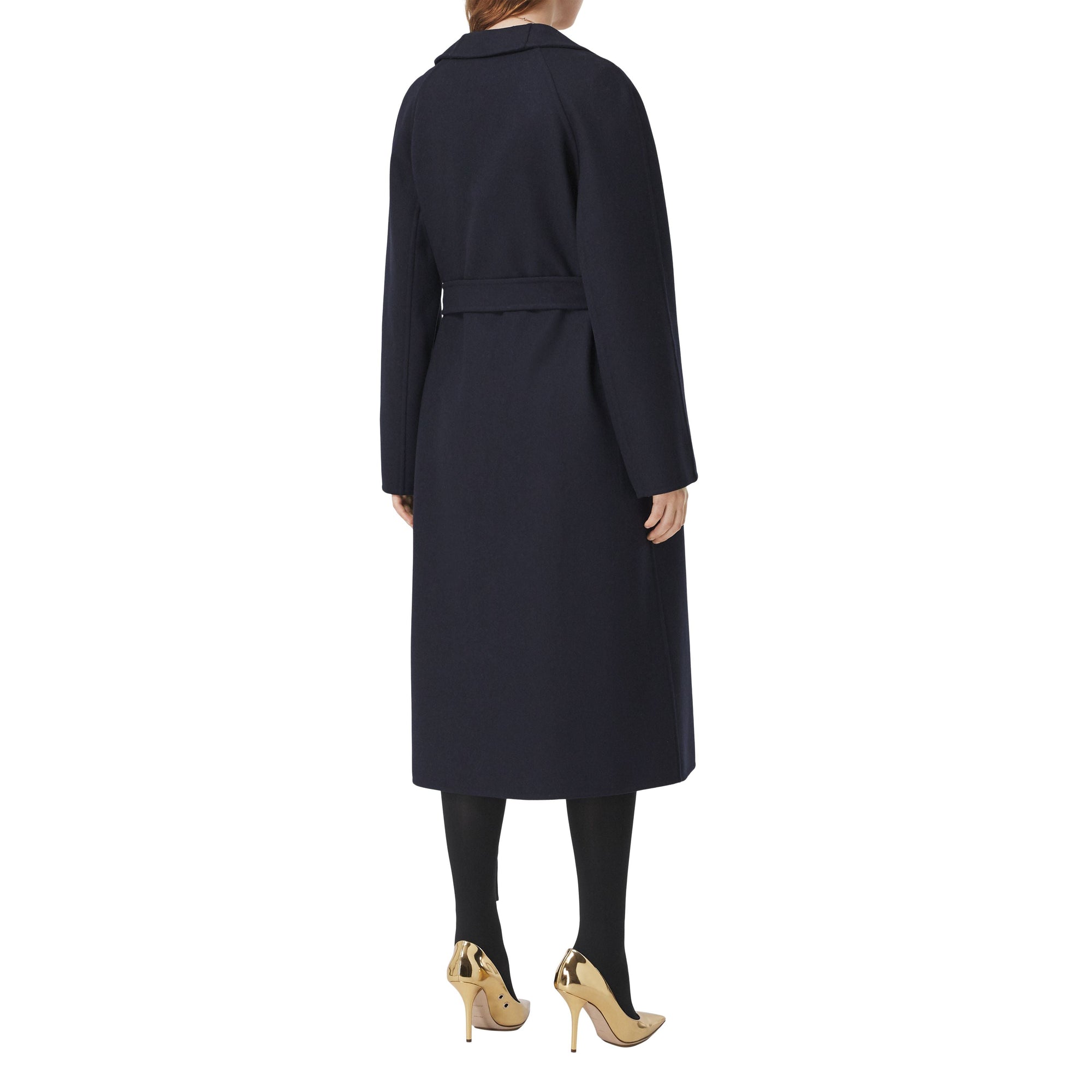 Manteau portefeuille ceinturé en cachemire double face - Navy Black