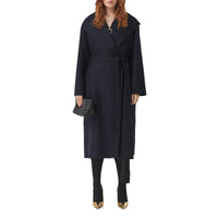 Manteau portefeuille ceinturé en cachemire double face - Navy Black