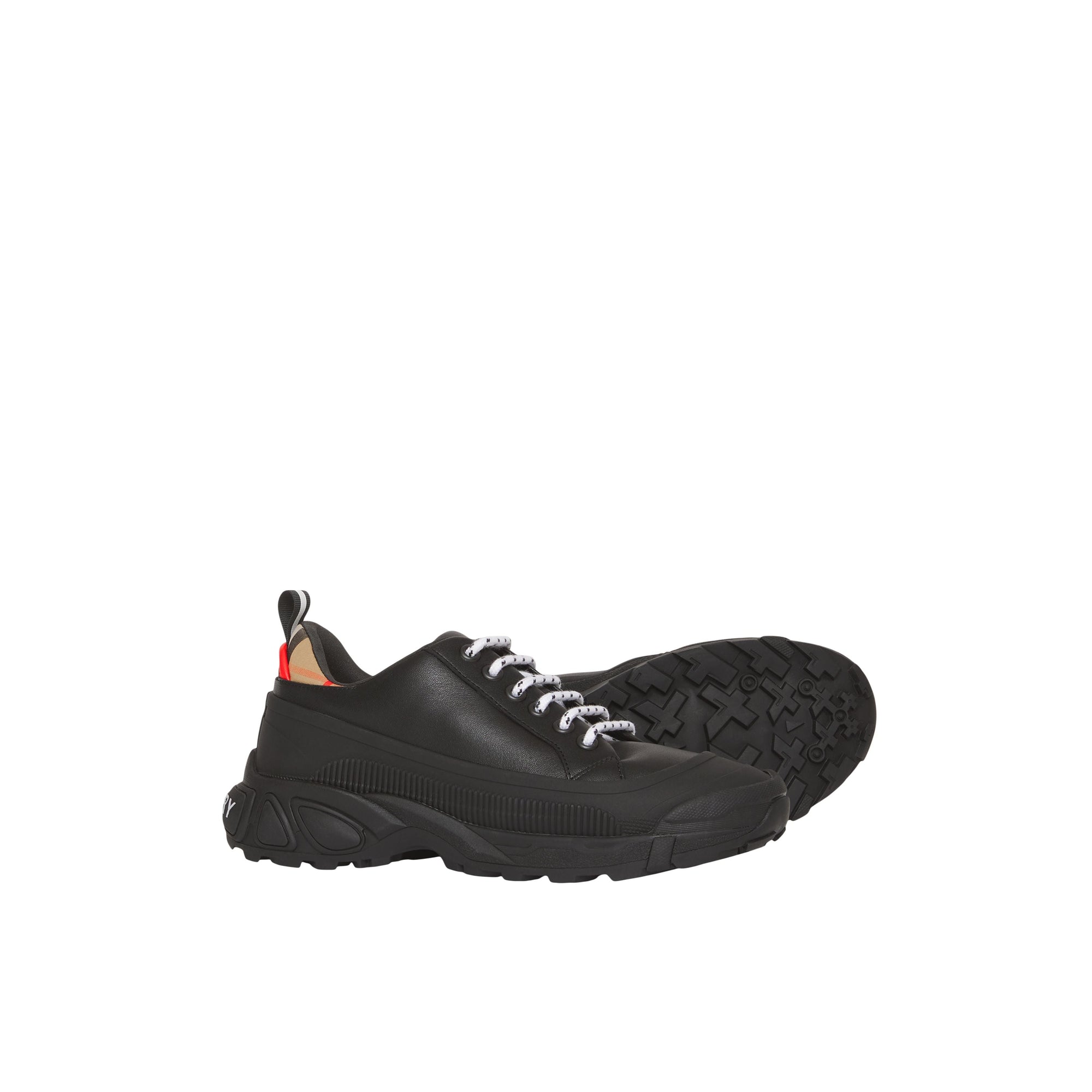 Sneakers en cuir et coton à motif Vintage Check - Black