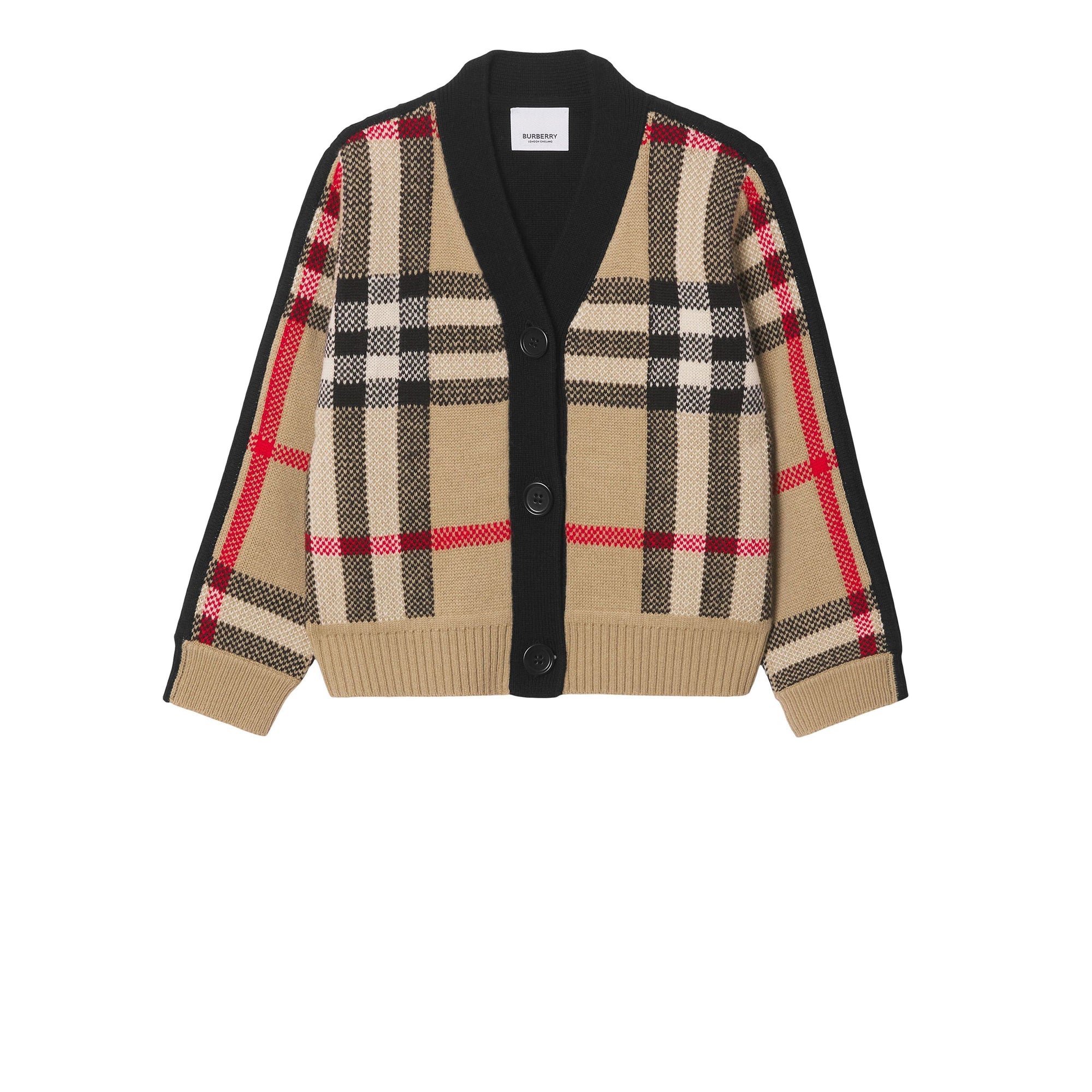 Cardigan en jacquard de laine et cachemire Check - Archive Beige Check