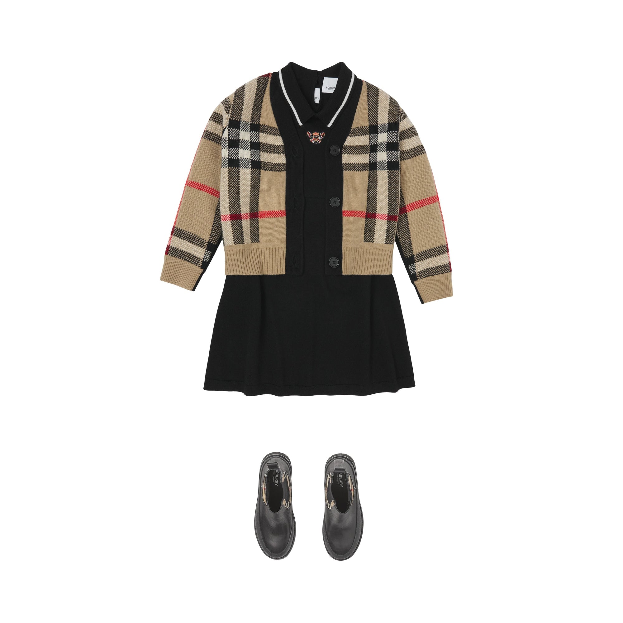 Cardigan en jacquard de laine et cachemire Check - Archive Beige Check