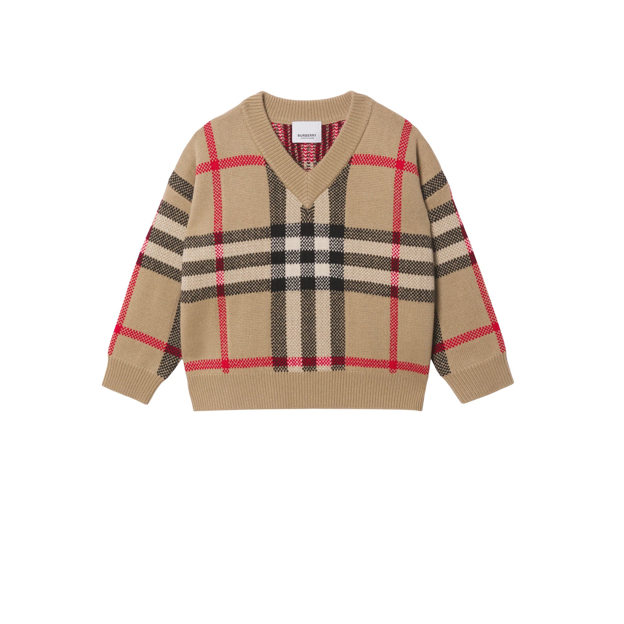 Pull en laine et cachemire Check jacquard - Archive Beige Check