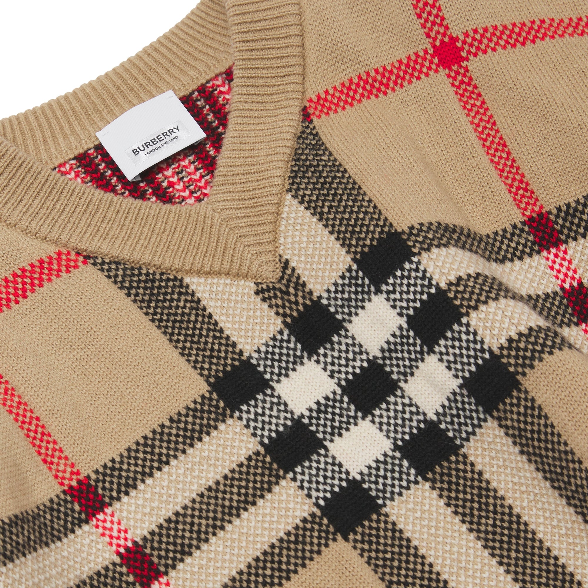 Pull en laine et cachemire Check jacquard - Archive Beige Check