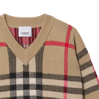Pull en laine et cachemire Check jacquard - Archive Beige Check