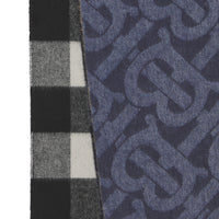 Écharpe réversible en cachemire à motif check - Indigo