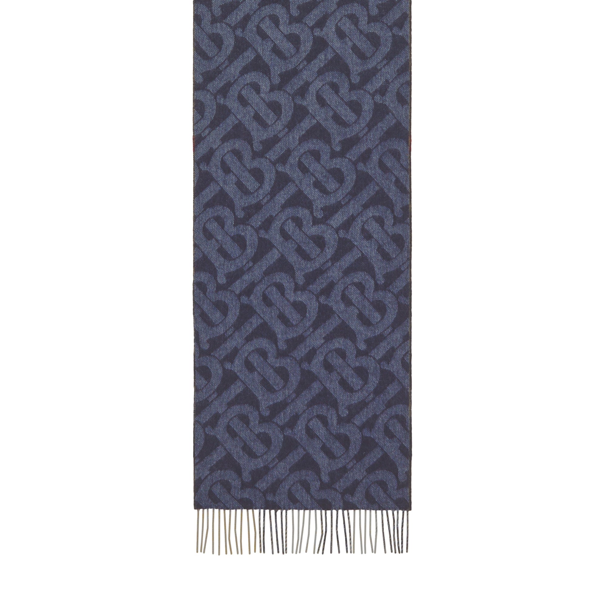Écharpe réversible en cachemire à motif check - Indigo