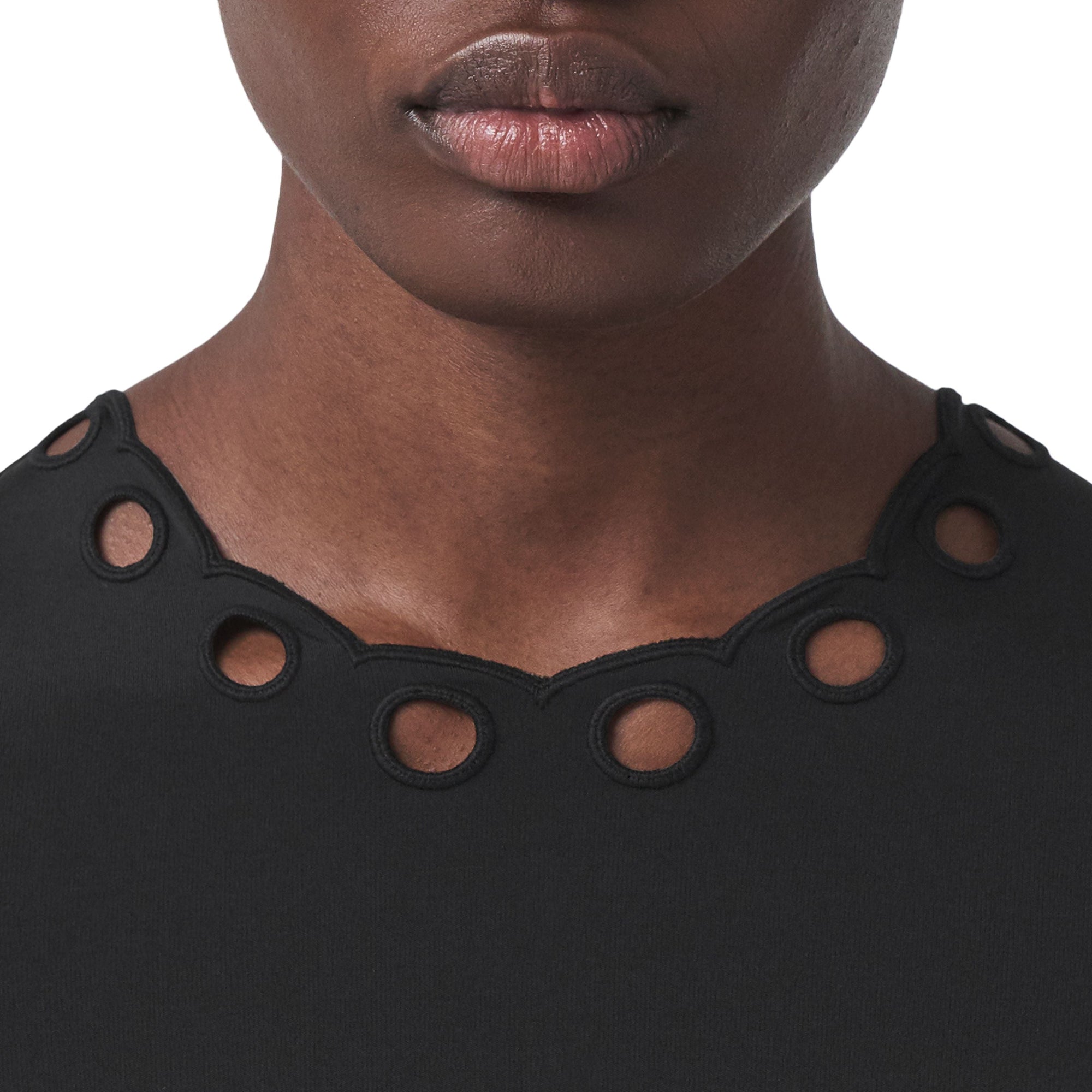 Robe en jersey stretch avec broderie anglaise - Black