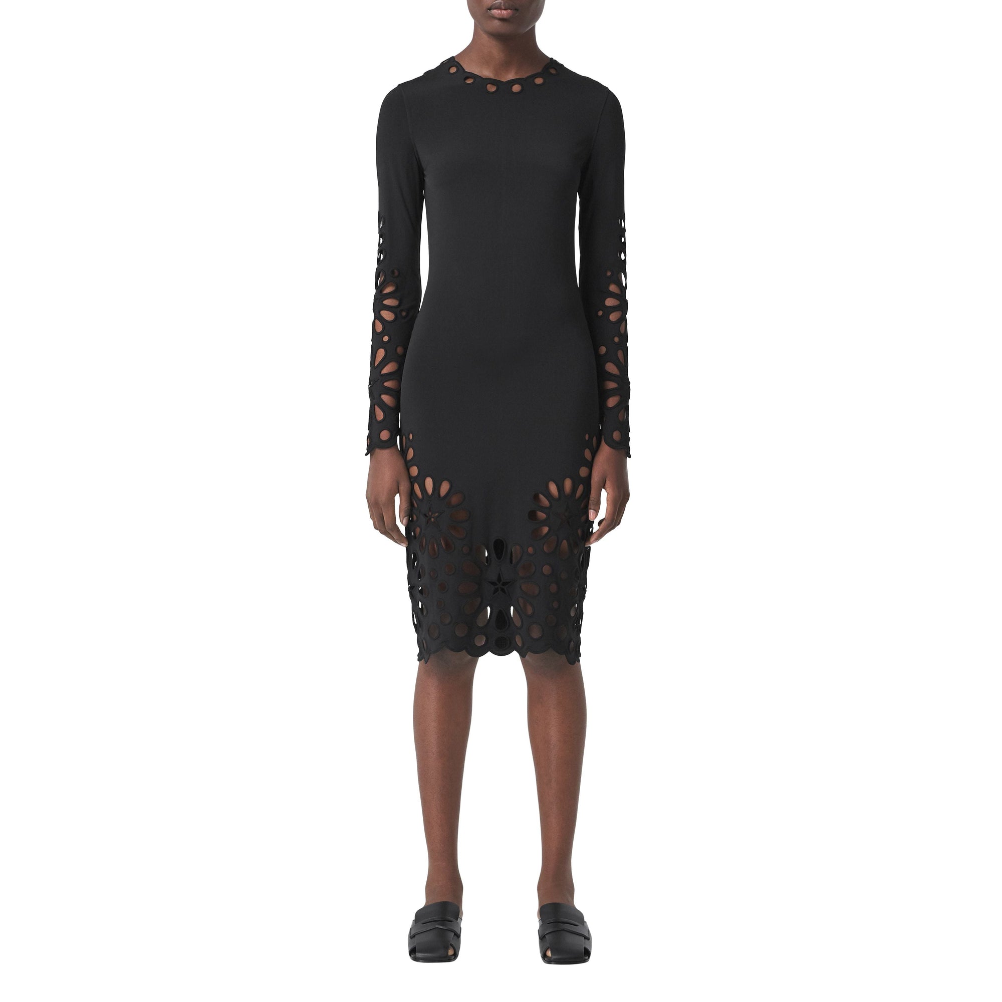 Robe en jersey stretch avec broderie anglaise - Black