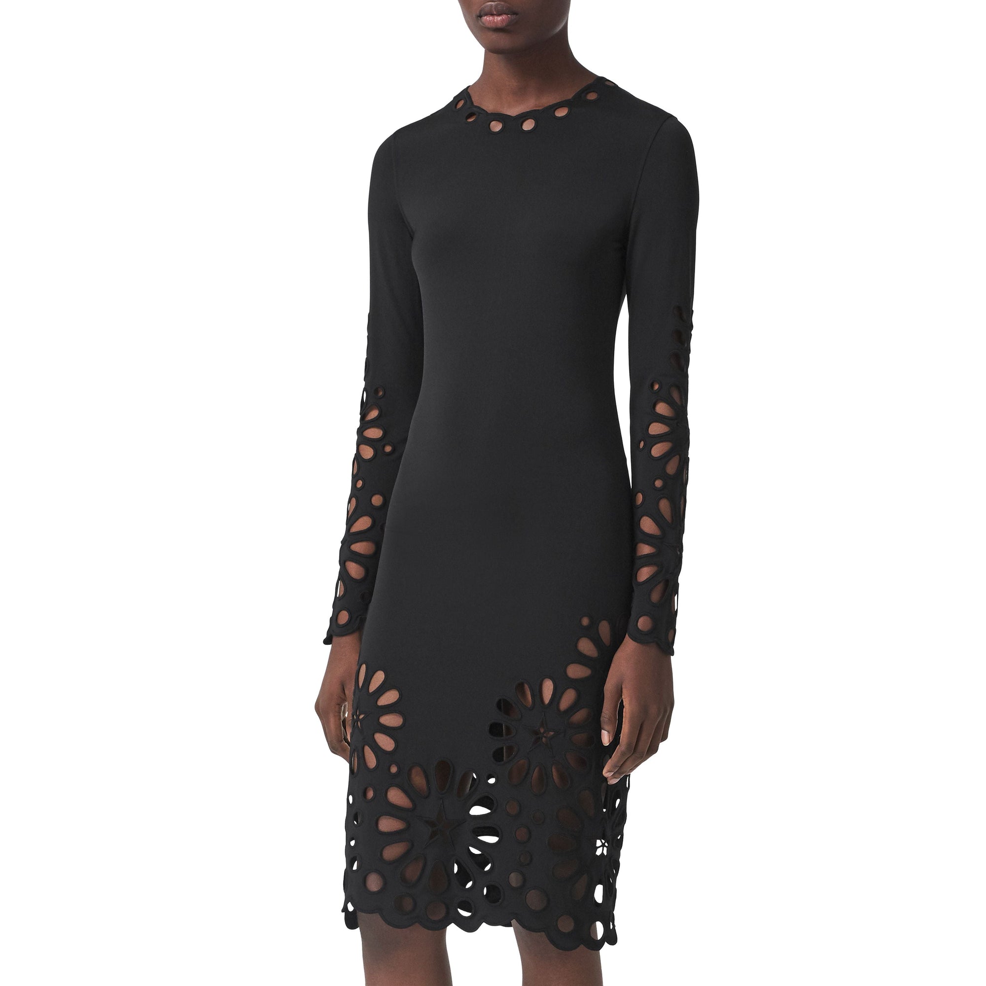 Robe en jersey stretch avec broderie anglaise - Black