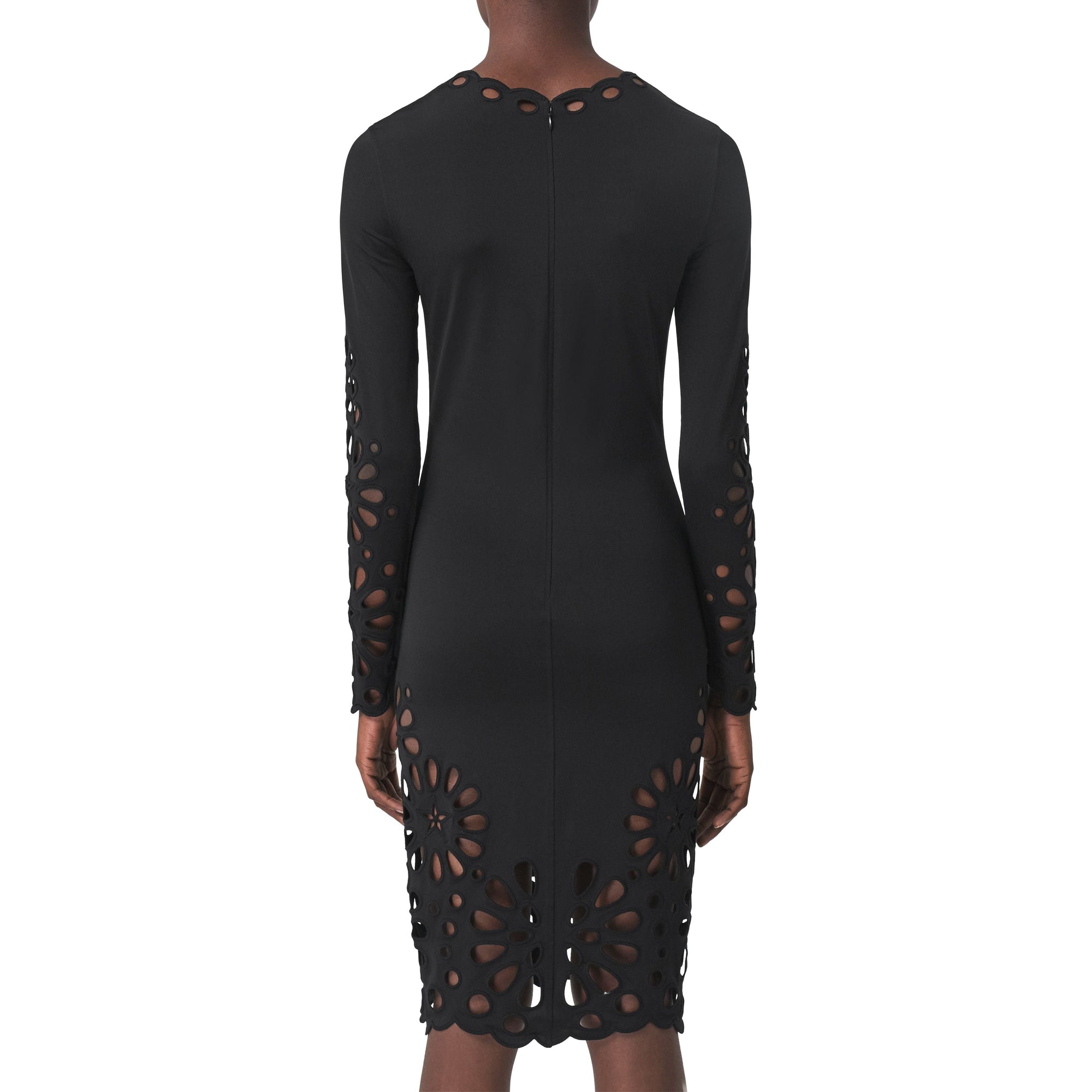 Robe en jersey stretch avec broderie anglaise - Black