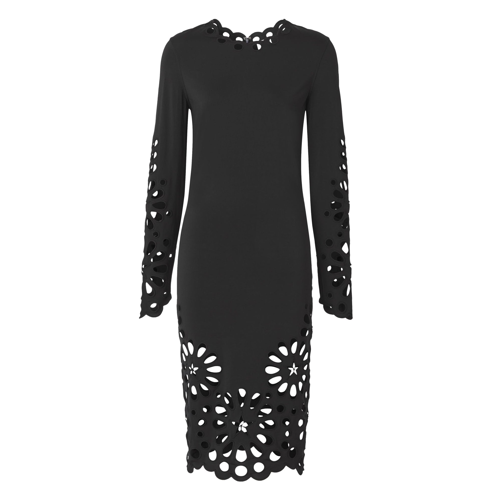 Robe en jersey stretch avec broderie anglaise - Black