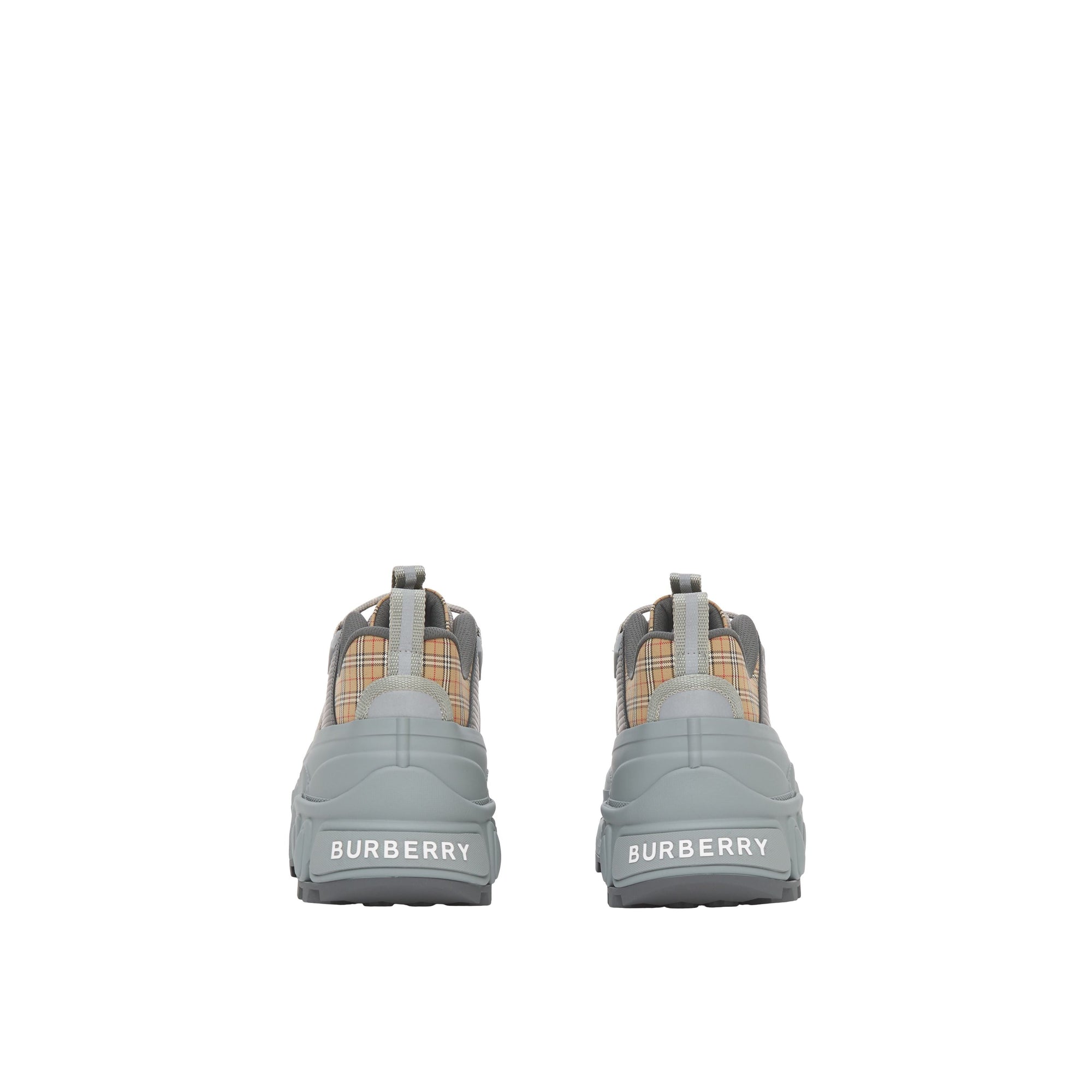 Sneakers Arthur en cuir velours à motif check - White & Grey