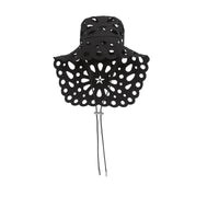 Chapeau de pêcheur en broderie anglaise et gabardine - Black