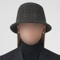Bob en laine et cachemire à motif check - Charcoal Grey