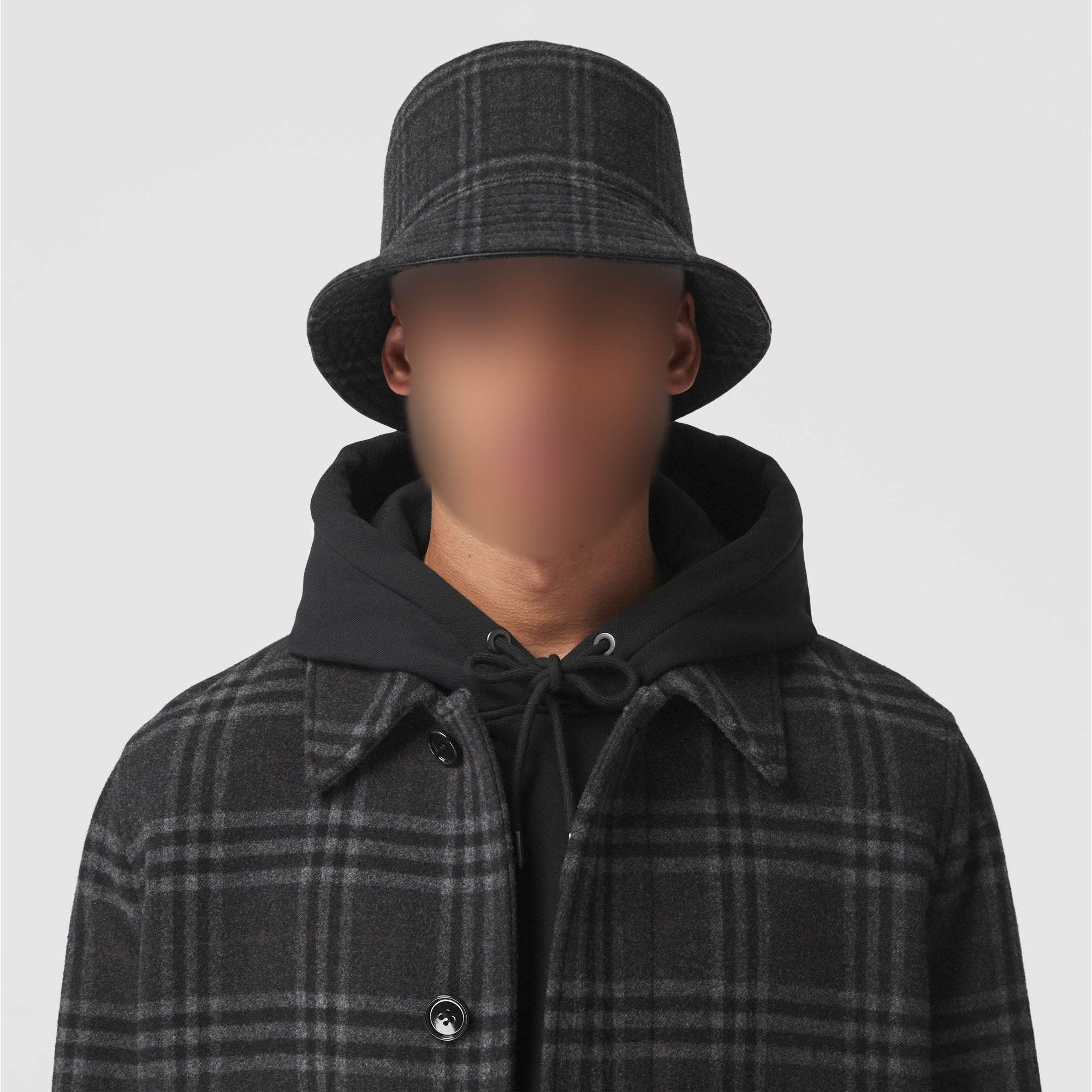 Bob en laine et cachemire à motif check - Charcoal Grey