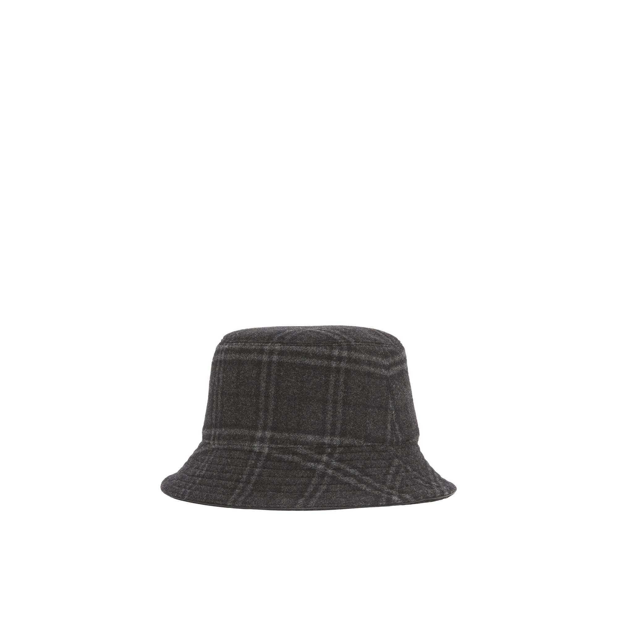 Bob en laine et cachemire à motif check - Charcoal Grey