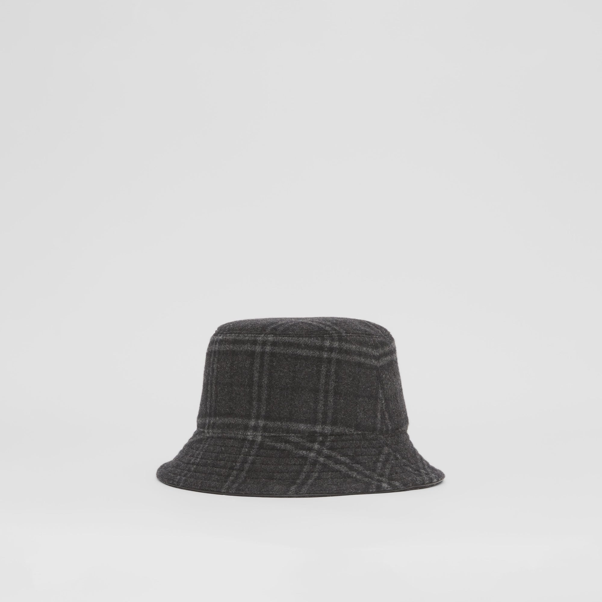 Bob en laine et cachemire à motif check - Charcoal Grey