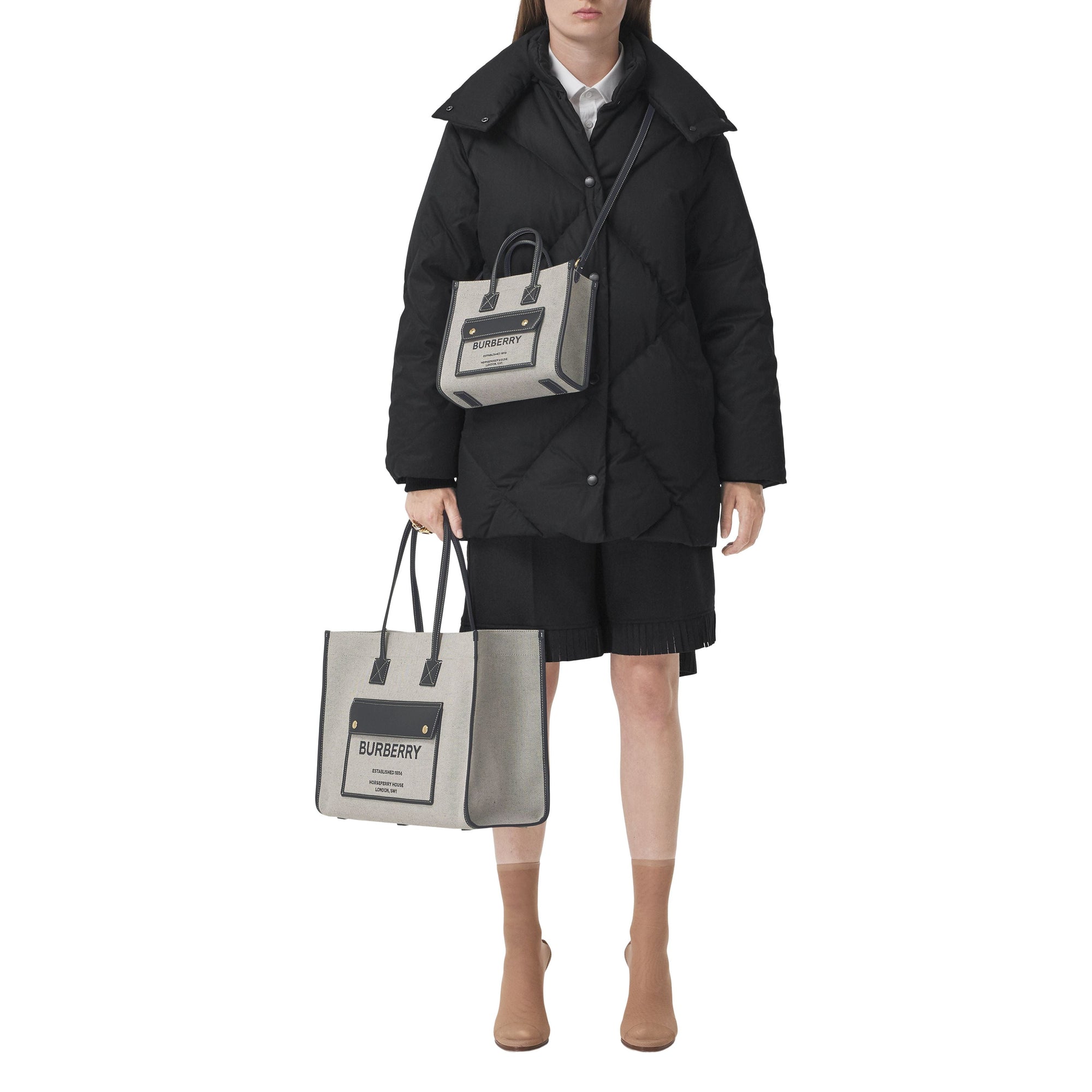 Sac cabas Freya en toile et cuir - Black & Black