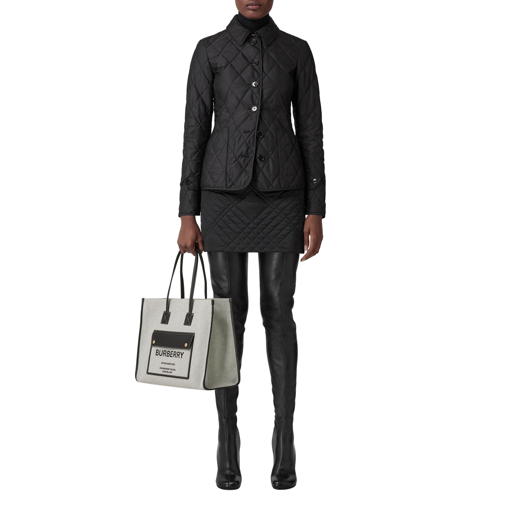 Sac cabas Freya en toile et cuir - Black & Black