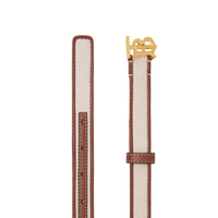 Ceinture TB à plaque en toile et cuir - Natural & Tan