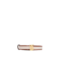 Ceinture TB à plaque en toile et cuir - Natural & Tan