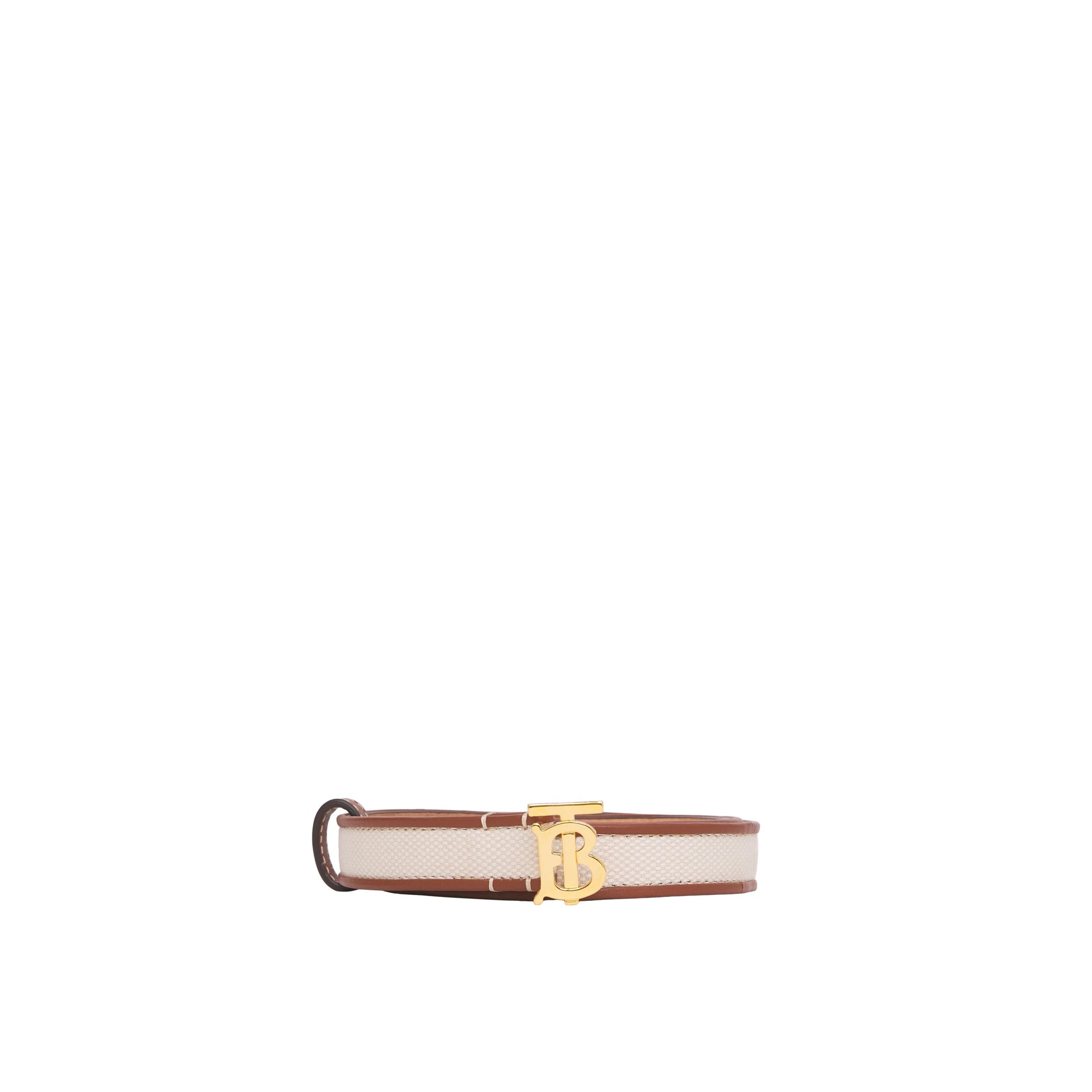 Ceinture TB à plaque en toile et cuir - Natural & Tan