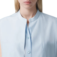 Chemise sans manches en crêpe de soie de Chine avec logo - Pale Blue