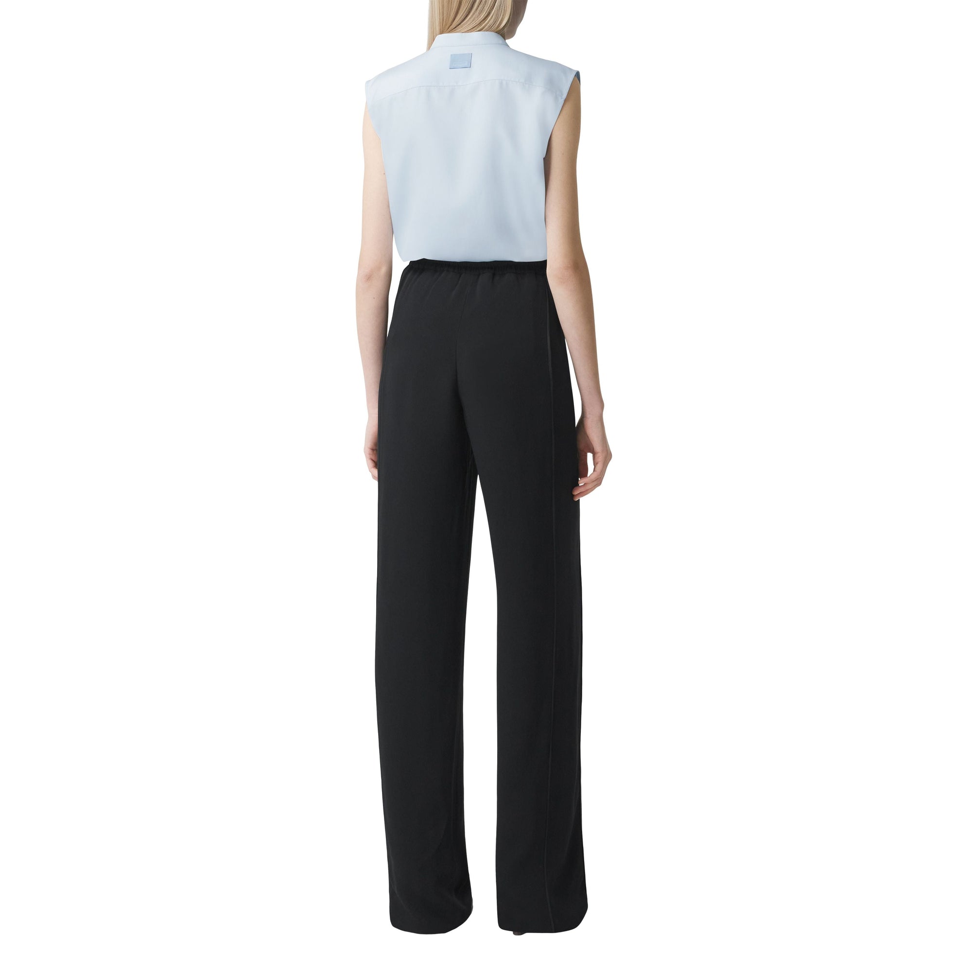 Chemise sans manches en crêpe de soie de Chine avec logo - Pale Blue