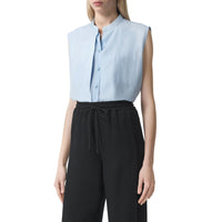 Chemise sans manches en crêpe de soie de Chine avec logo - Pale Blue